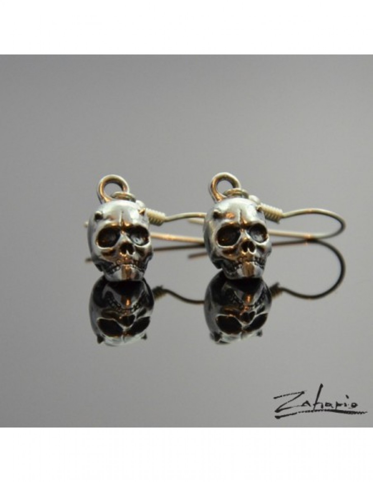 Kolczyki czaszki rogate srebro Zahario